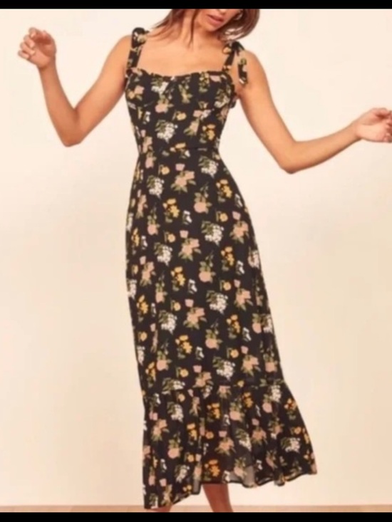 Reformation Dresses & Skirts - NWT Reformation Black Maxi Skirt with Pink & White Floral Print